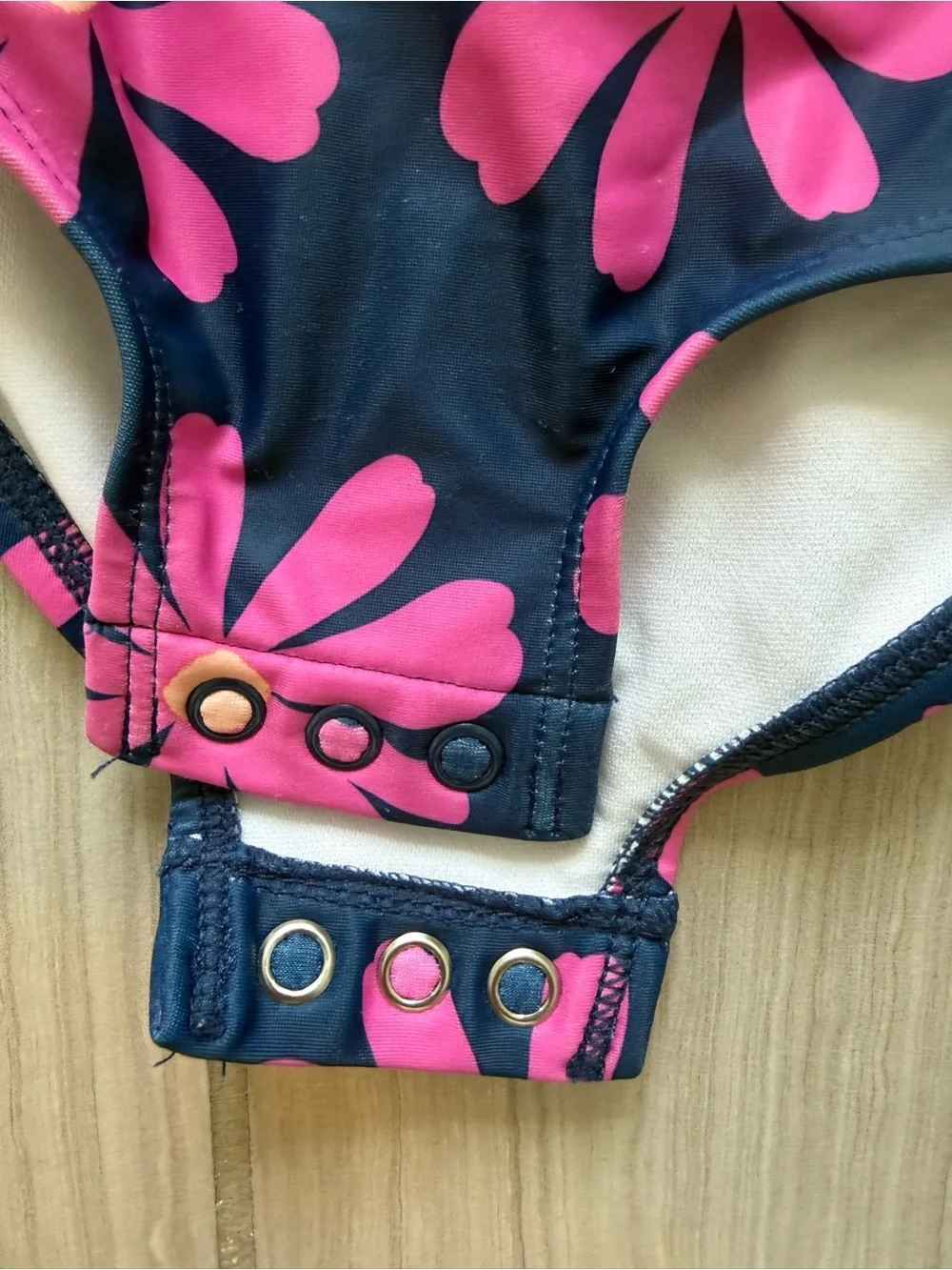 Carter's Navy One-Piece Rash Guard Swimsuit with Pink Daisy Print